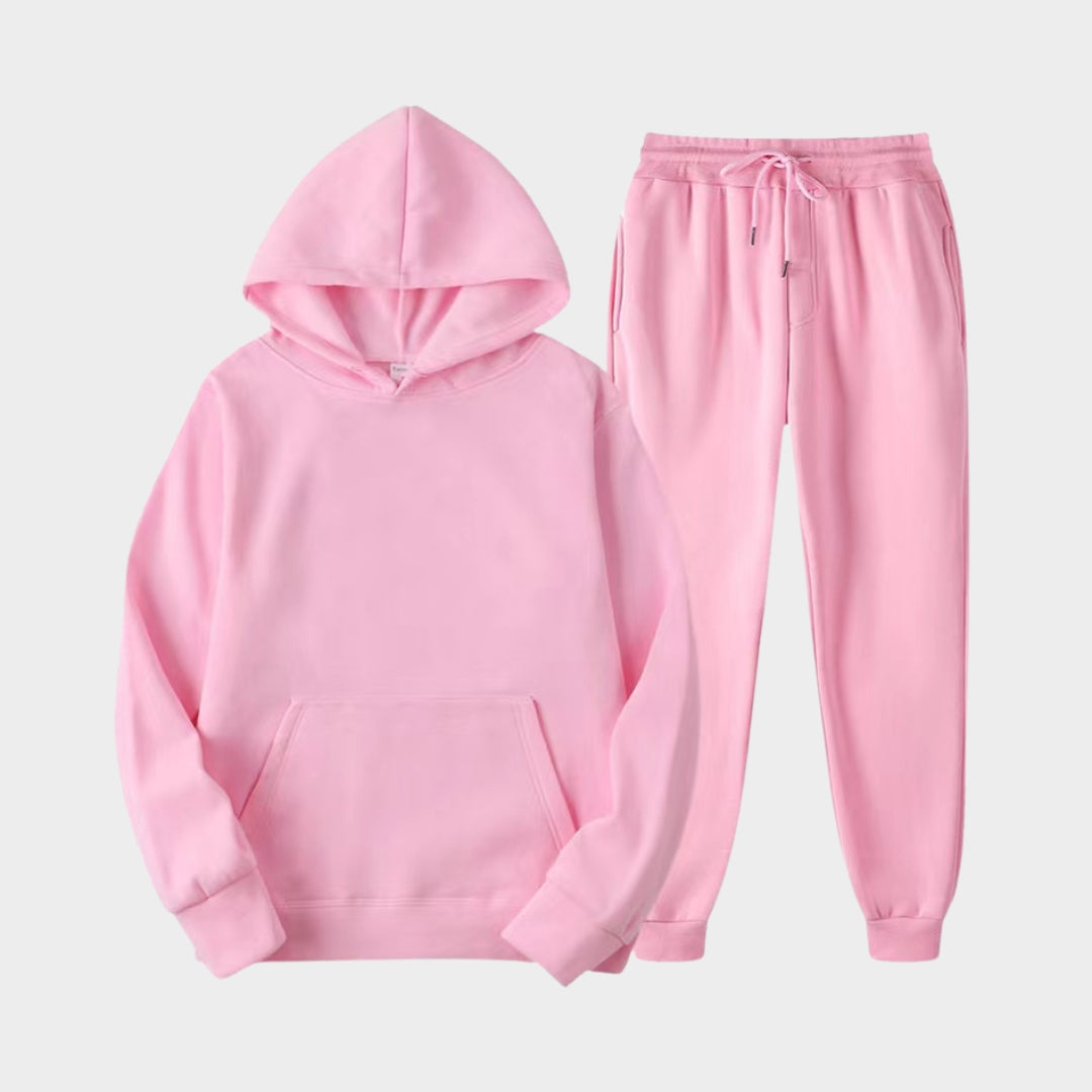 Women's Hoodie and Sweatpants Set - Hooded Sweatshirt and Joggers for Autumn and Winter, Soft and Cozy (Pink, White, and More)