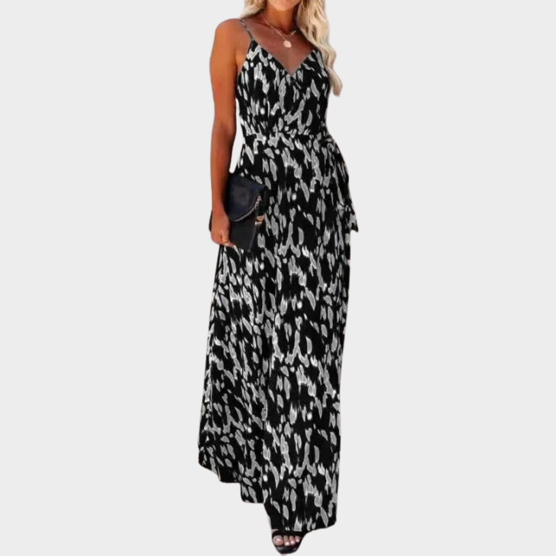 Women Printed Long Dress – Side Slit – Round Neck – Lightweight Fabric – Multiple Colours