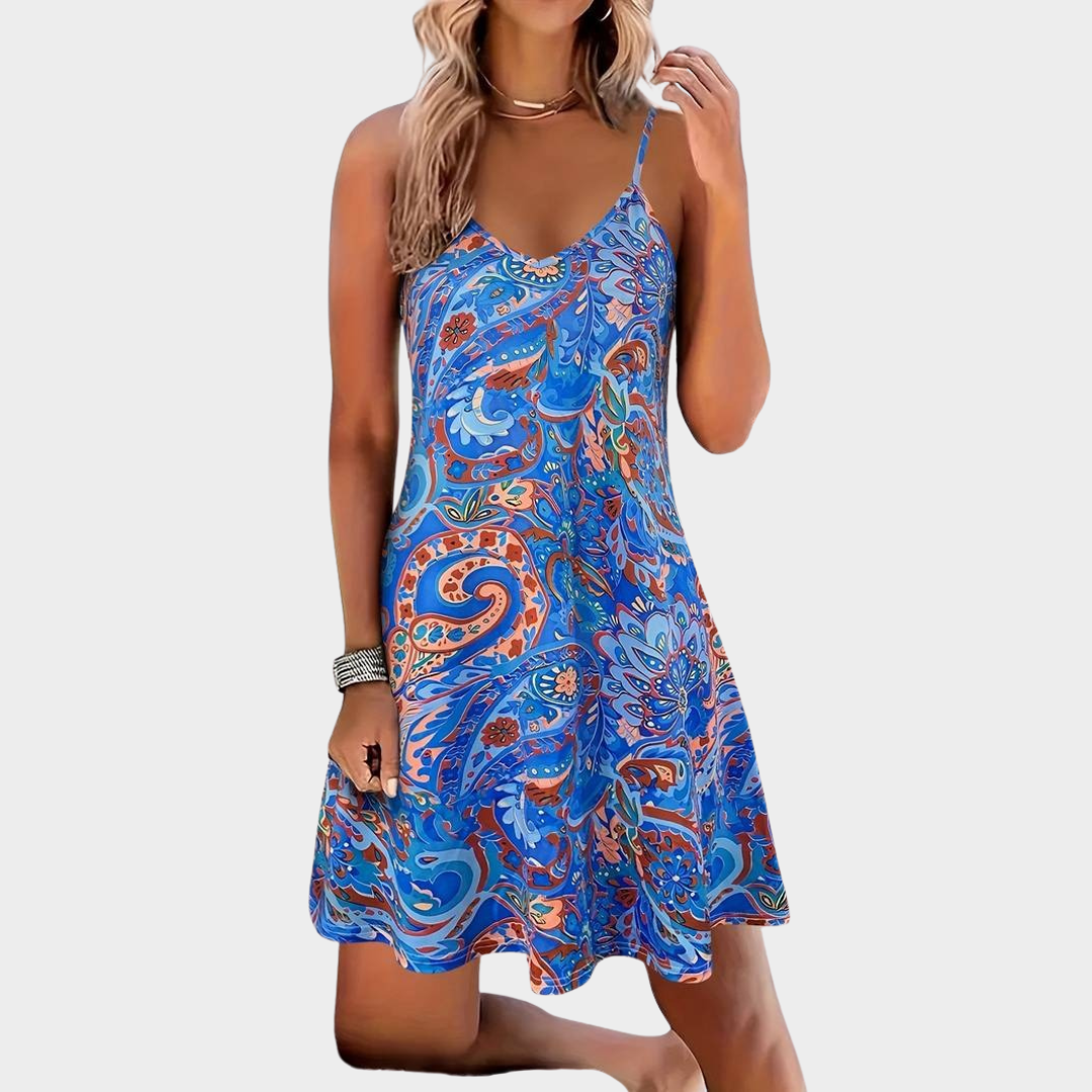 Women Cami Midi Dress – Paisley Print Lightweight Fit for Travel and Events – Multiple Colours