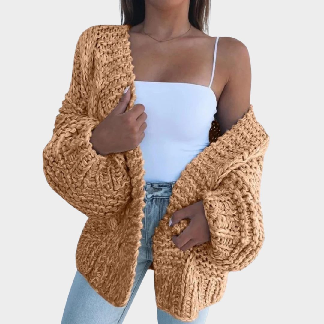 Women’s Chunky Knit Relaxed Cardigan – Soft Open Front Sweater – Cozy Texture with Flattering Loose Fit – Multiple Colours