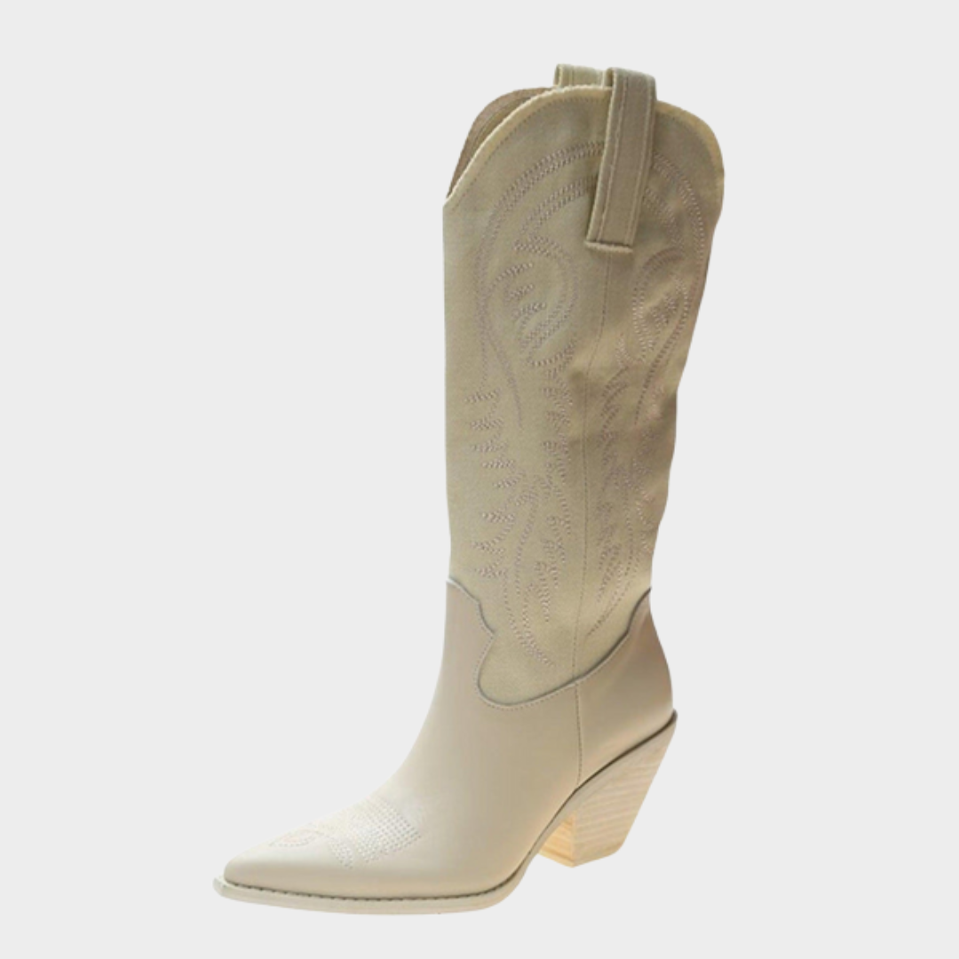 Women's Pointed Toe Ankle Boots – Square Heels – Western Style – Faux Leather – Multiple Colours