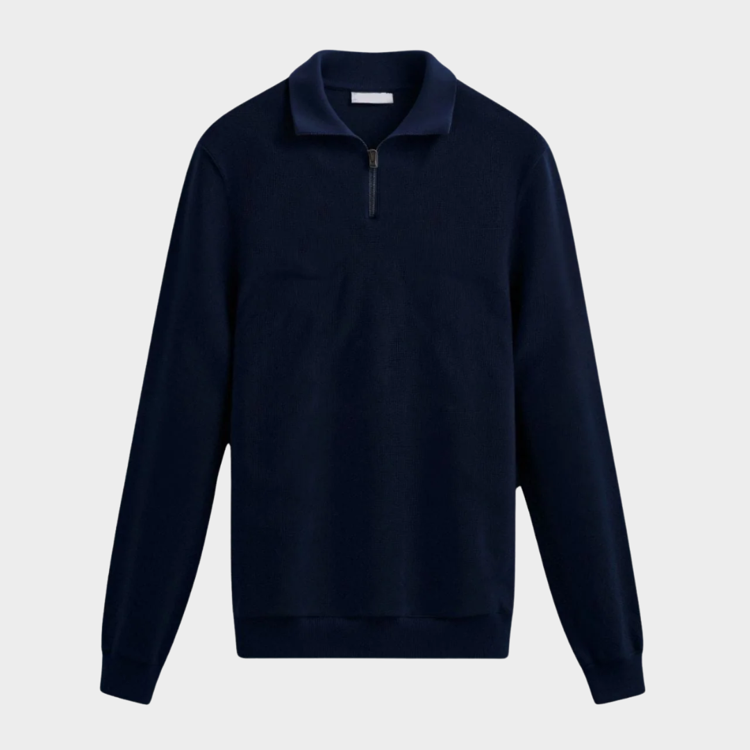Men Classic Quarter Zip Wool Sweater – High Collar Knitted Pullover – Warm Regular Fit – Multiple Colours