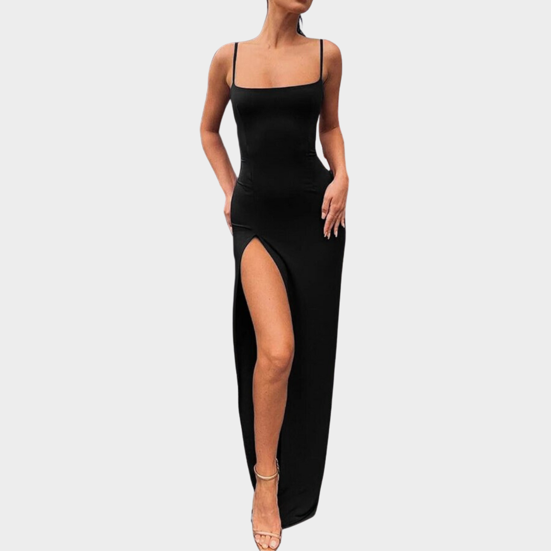 Women’s Spaghetti Strap Bodycon Dress – Slim Fit Party Style – Side Split Design – Solid Colour Lightweight Fabric – Multiple Colours