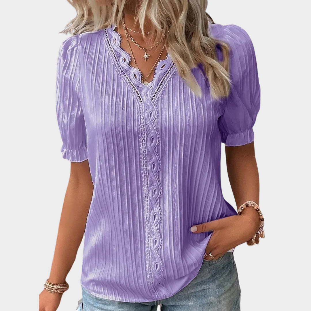 Women’s Blouse – V-Neck – Short Sleeve – Relaxed Fit – Soft Fabric – Multiple Colours