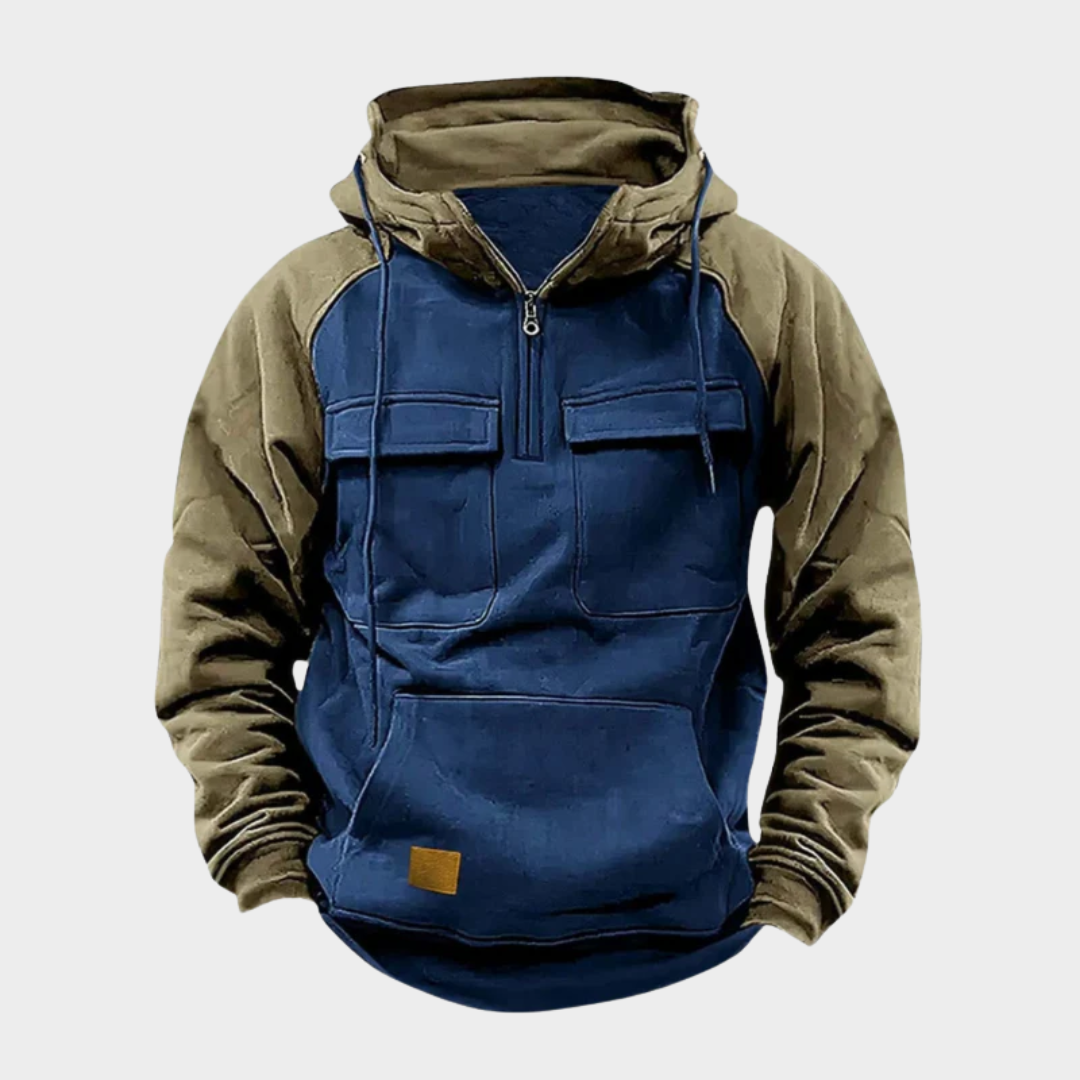 Men Outdoor Utility Hoodie – Long Sleeve Zipper Workwear Sweatshirt Cotton Poly Blend with Pockets Relaxed Fit – Multiple Colours