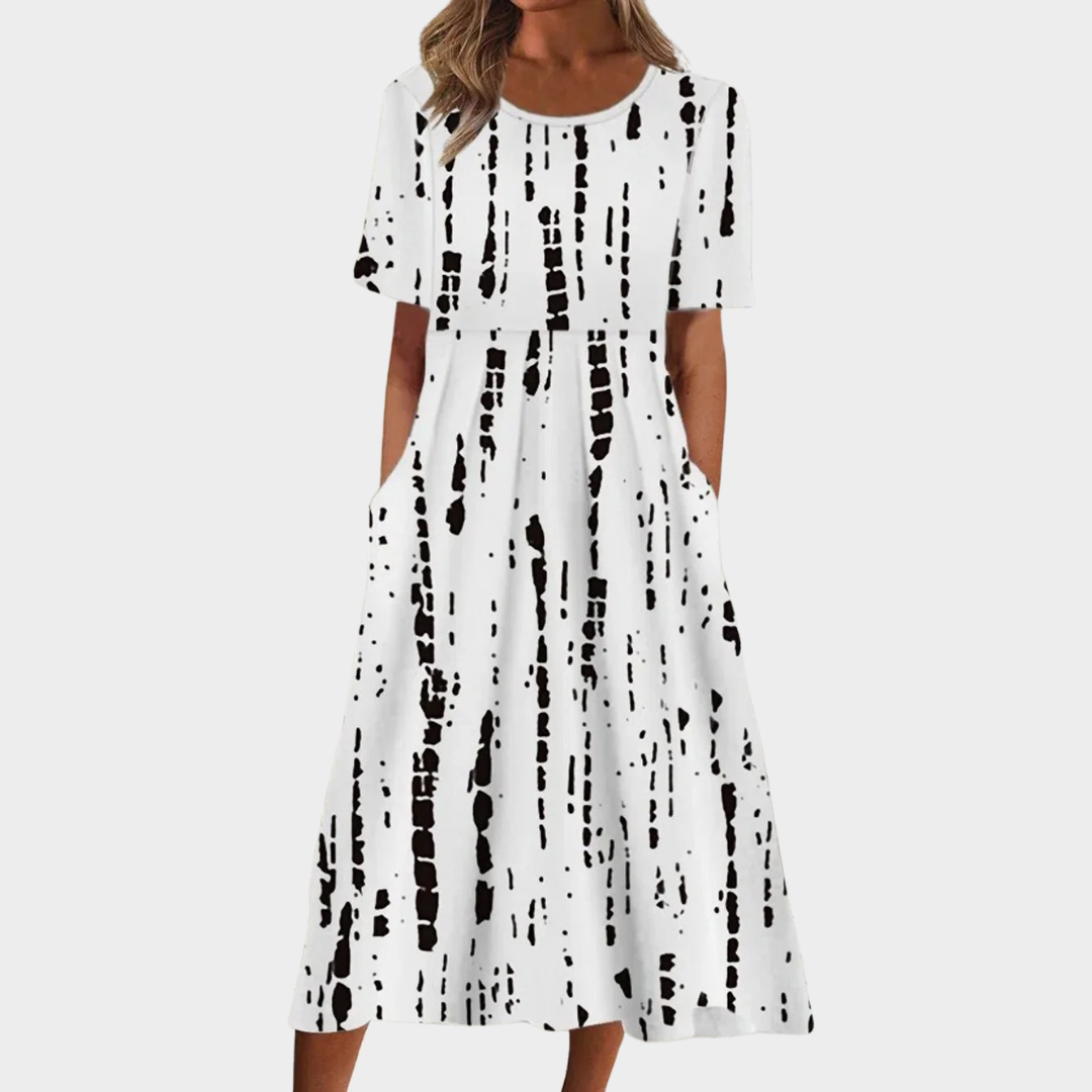 Women’s Maxi Dress – Boho Style – Loose Fit – Floral Print – O-Neck – Short Sleeve – Multiple Colours