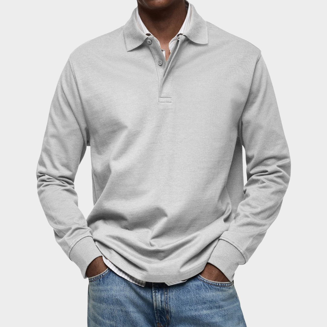 Men Long Sleeve Polo Shirt – Slim Fit Casual Top Breathable Cotton Blend Comfortable Lapel Collar Smart Everyday Wear – Multiple Colours