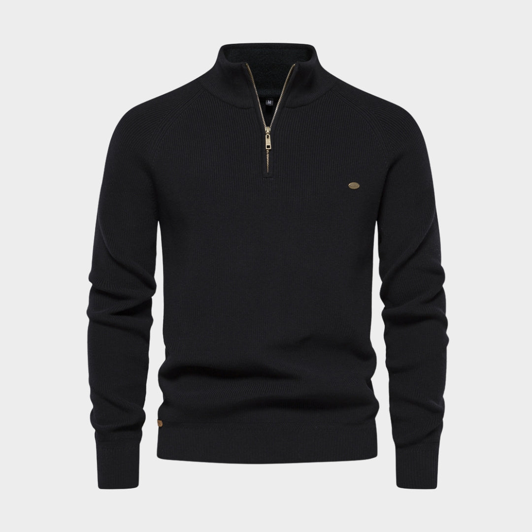 Men's Cotton Zipper Sweater– High Collar Knitted Sweater - Warm Casual Winter Fashion