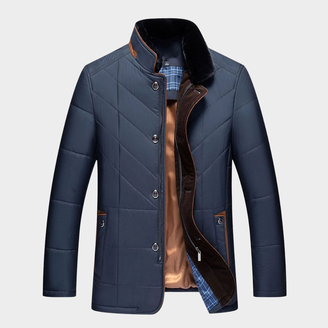 Men's Quilted Parka Jacket – Thick Thermal Windbreaker – Warm Hooded Coat – Solid Color – Multiple Colours