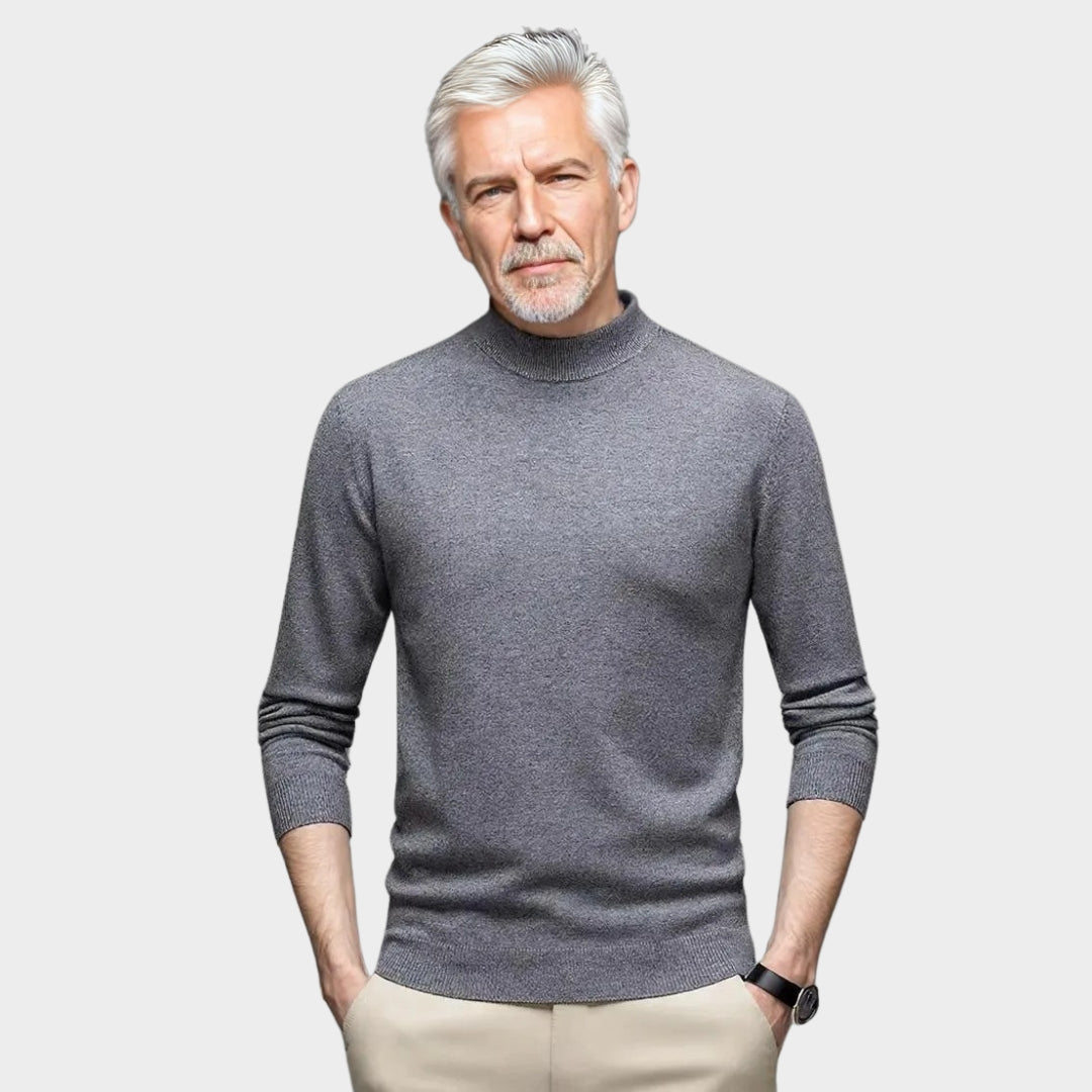 Men's Wool Sweater – Slim Fit Turtleneck Cashmere Knit, Solid Colors