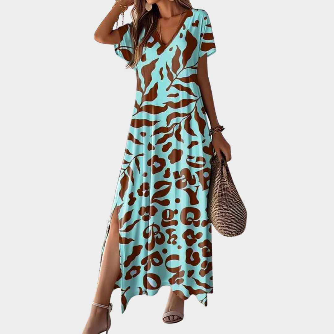 Women's Long Dress – Relaxed Fit with Hawaii-Inspired Printed Style – Multiple Colours