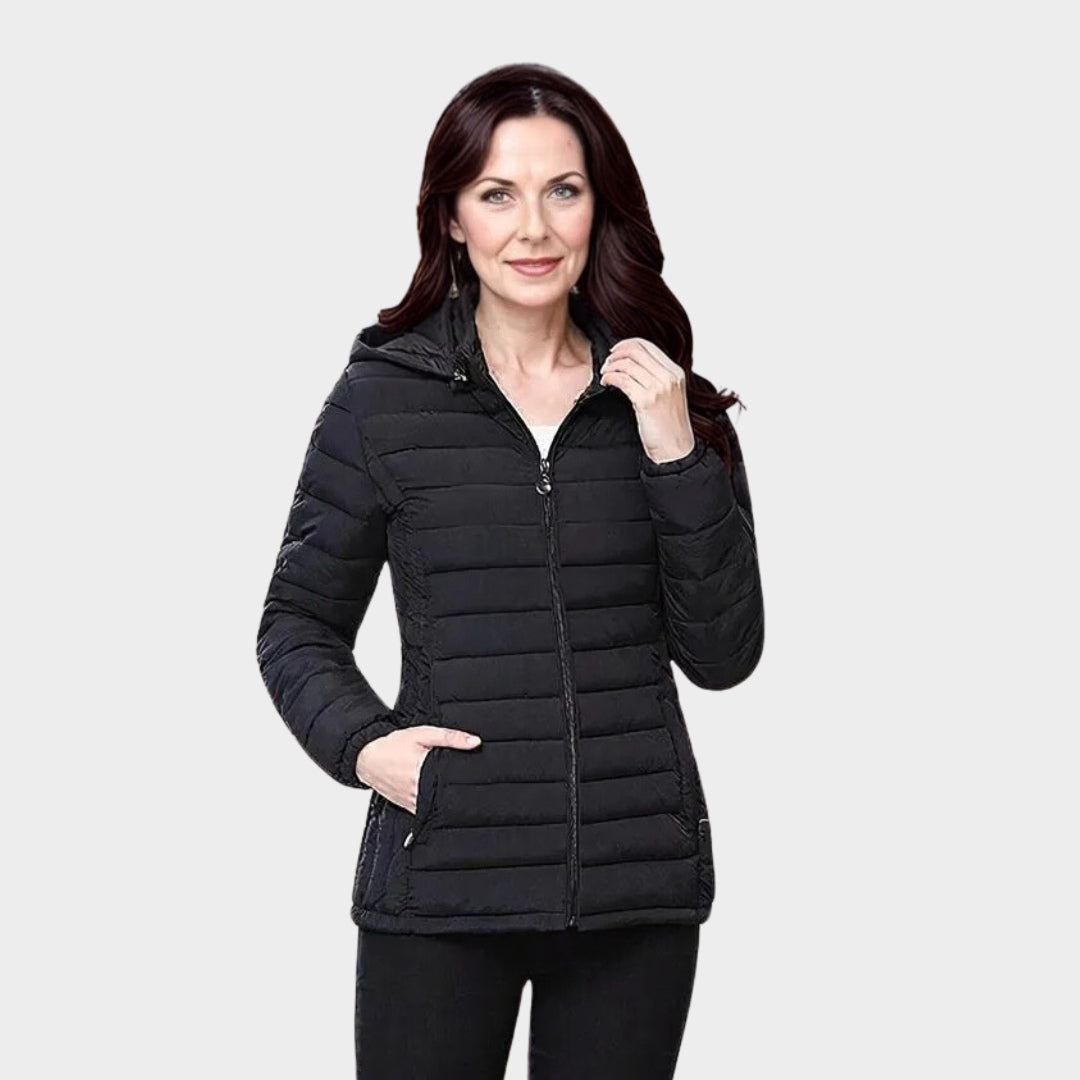 Women’s Winter Stand-Collar Coat – Fashion Warm Parka Jacket (Red, Black, Casual Style)