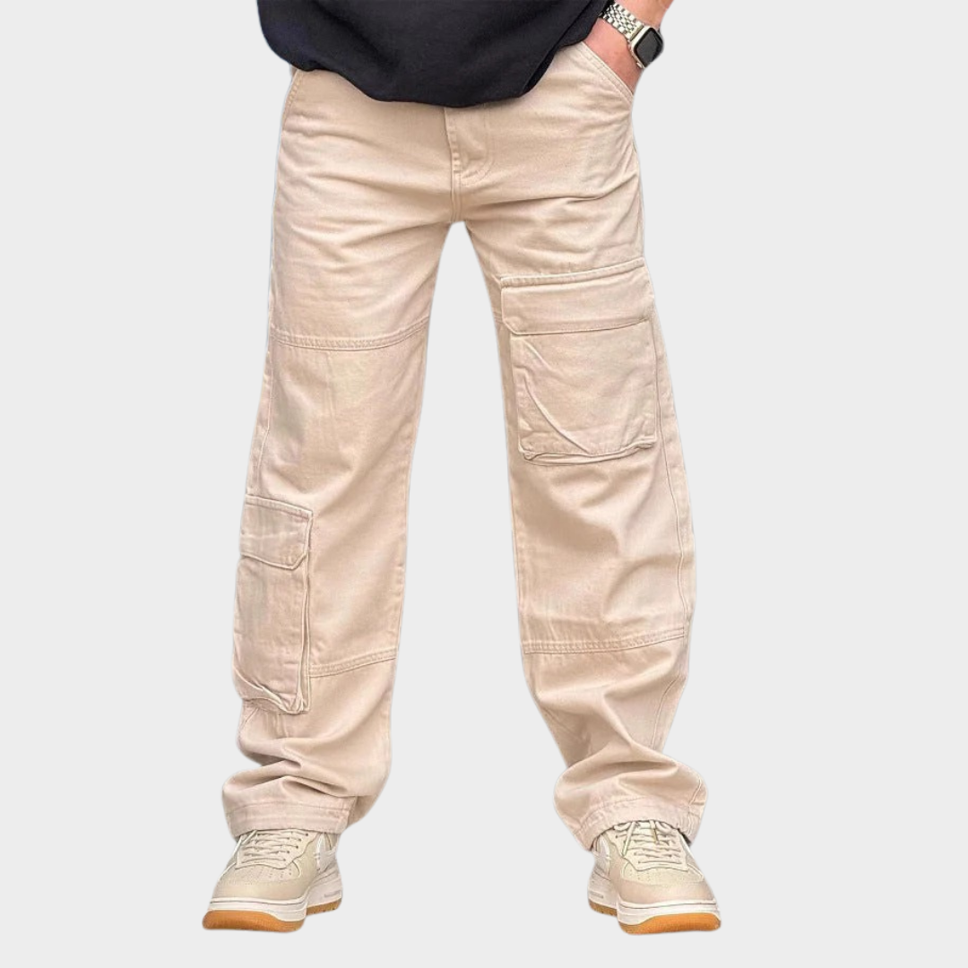 Men’s Full-Length Cargo Trousers – Relaxed Fit – Natural Fibers with Utility Pockets – Multiple Colours