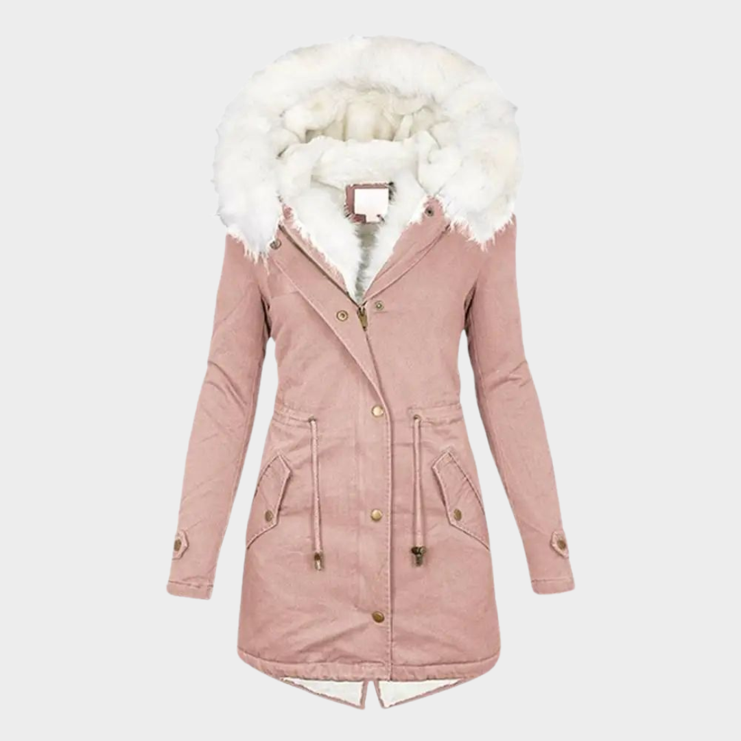 Women's Hooded Parka Coat – Thickened Cotton – Waist-Cinching Design – Mid-Length – Warm Outerwear – Multiple Colours