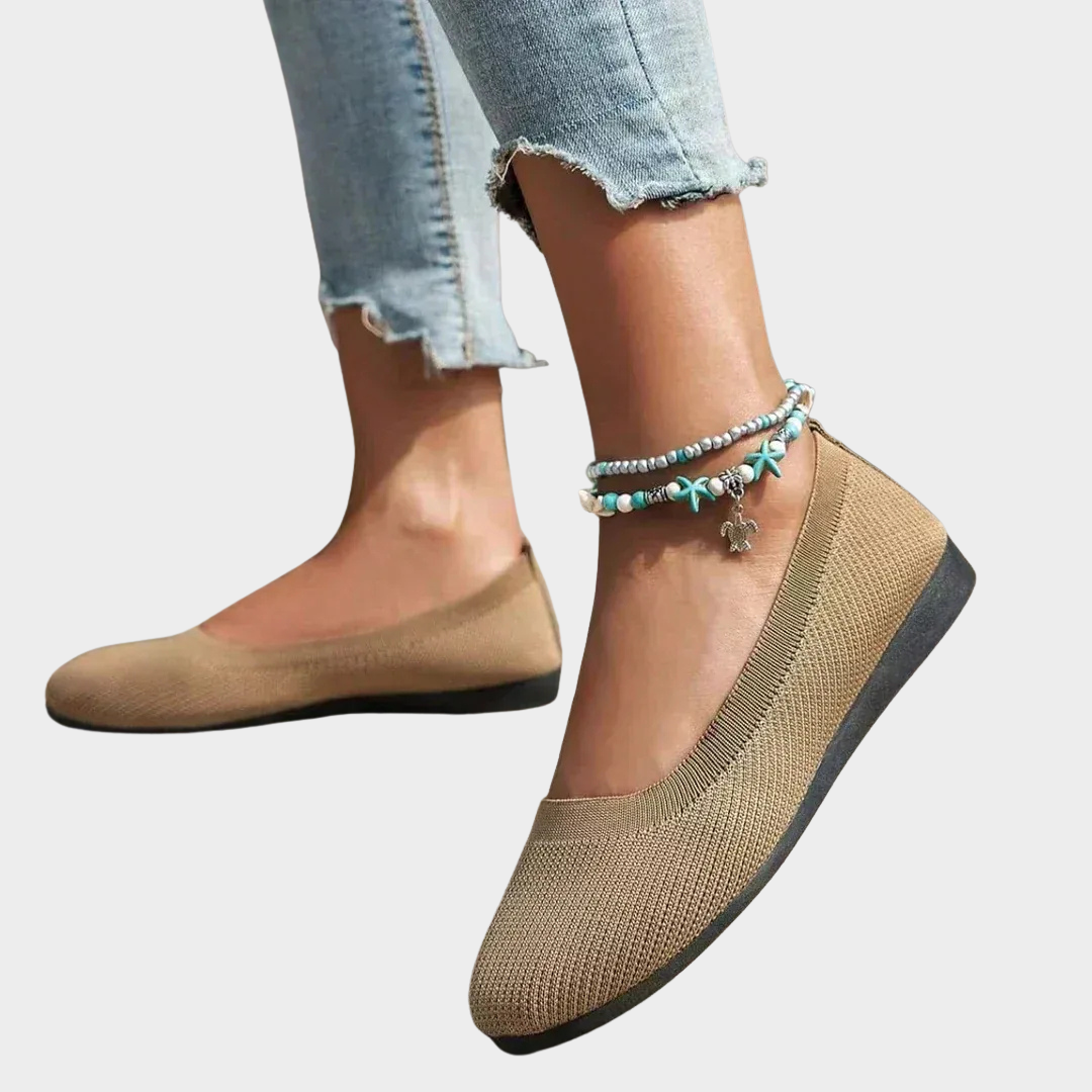Women Breathable Slip On Flat Shoes – Knitting Sock Style – Round Toe – Lightweight – Multiple Colours