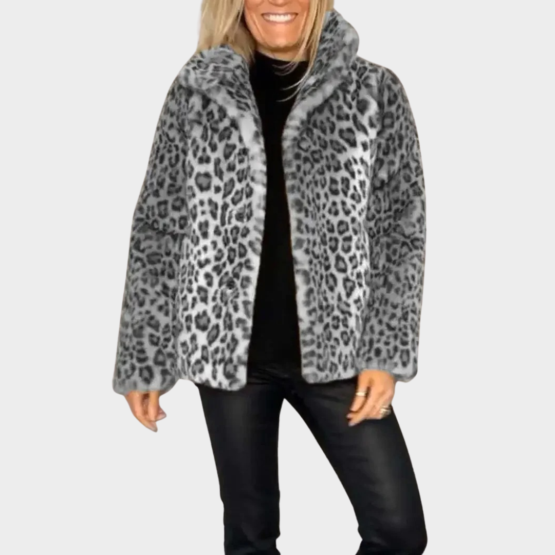 Women's Leopard Print Fleece Coat – Plush Open Cardigan Jacket with Soft Comfortable Fit – Multiple Colours