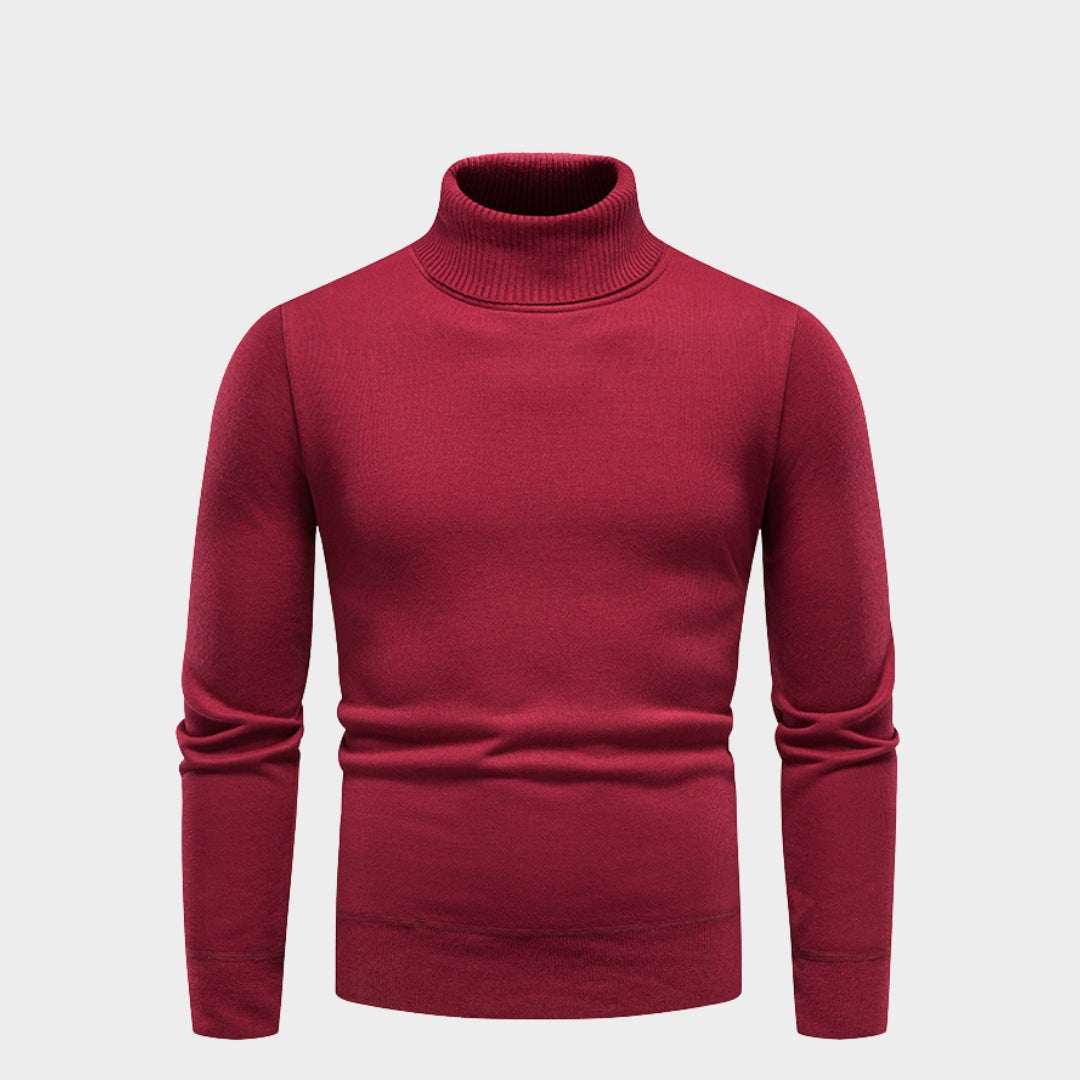 Men’s Turtleneck Sweater - Solid Color Slim Fit Casual Knitwear, Warm Winter Sweater, Black, Navy, White, and More