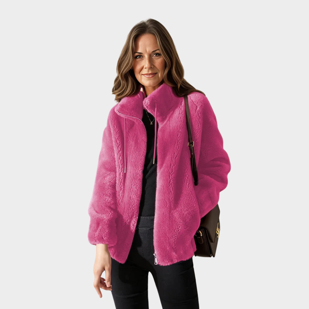Women’s Jacket – Double-Sided Velvet, Stand-Up Collar, Zip Closure, Winter Fleece, Multiple Colors