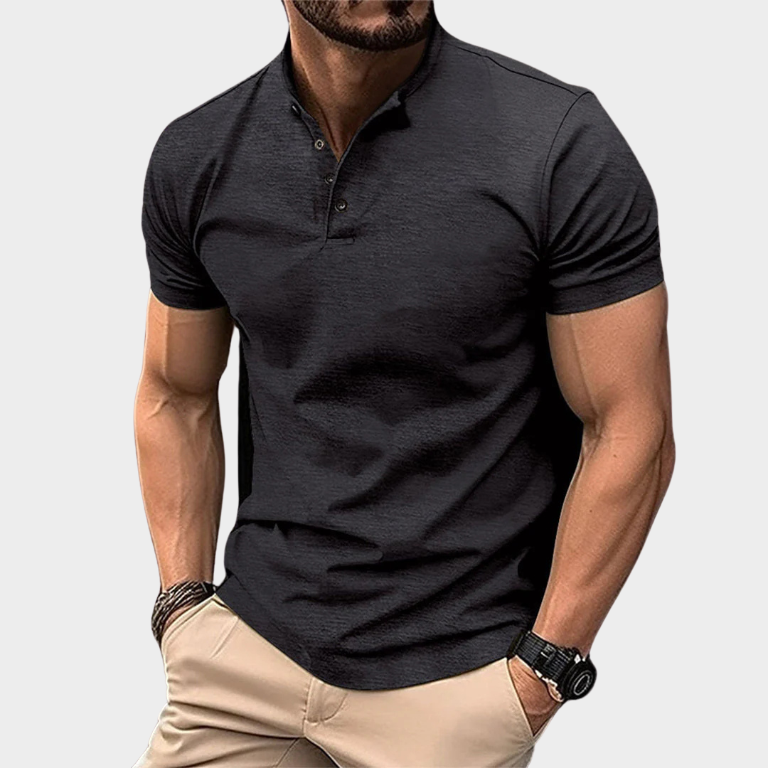 Men’s Polo Shirt – Henley Collar – Short-Sleeved – Lightweight & Breathable – Multiple Colours