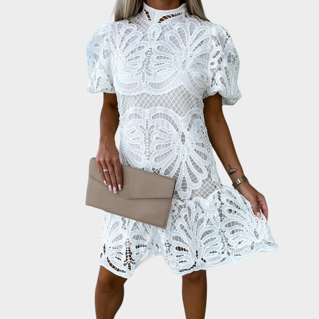 Women's Hollow Out Lace Mini Dress – Elegant A-Line Fit – Party & Prom Style – Multiple Colours
