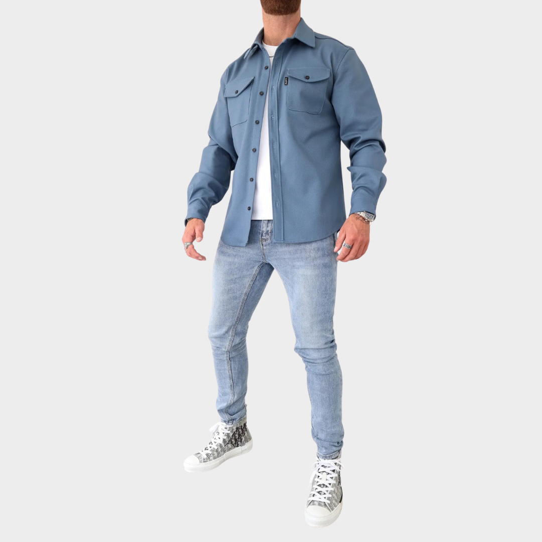 Men's Shirt Jacket – Long Sleeve – Lapel Collar – Single-Breasted – Multiple Colours