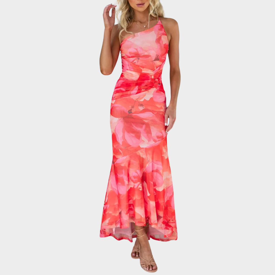 Women's Bohemian Maxi Dress – Floral Print Sleeveless Dress – Ruffle Corset Style – Elegant Fit – Multiple Colours