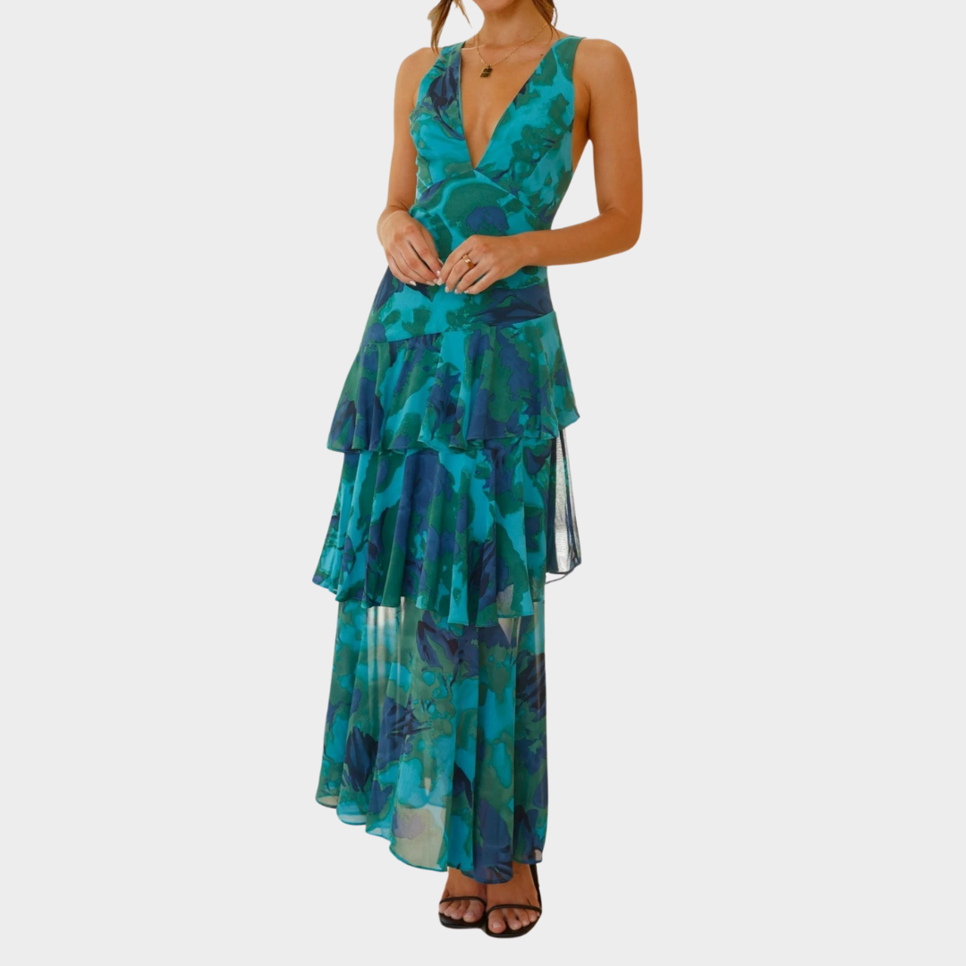 Women’s Halter Neck Chiffon Dress – Sleeveless Ruffled Hem Lightweight Fit – Beach and Holiday Style – Multiple Colours