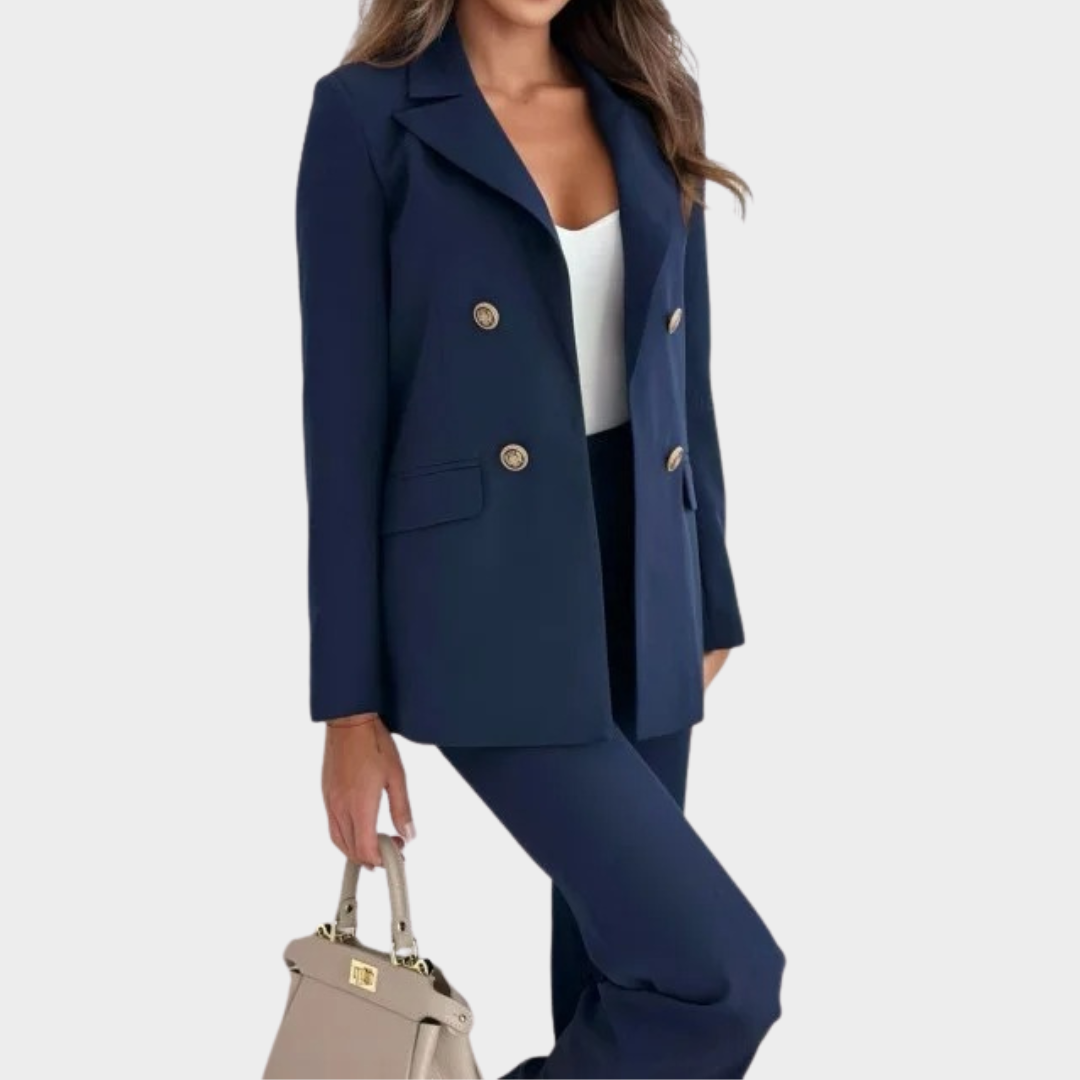 Women’s Double Breasted Suit Jacket – Elegant Formal Blazer with Tailored Fit – Multiple Colours