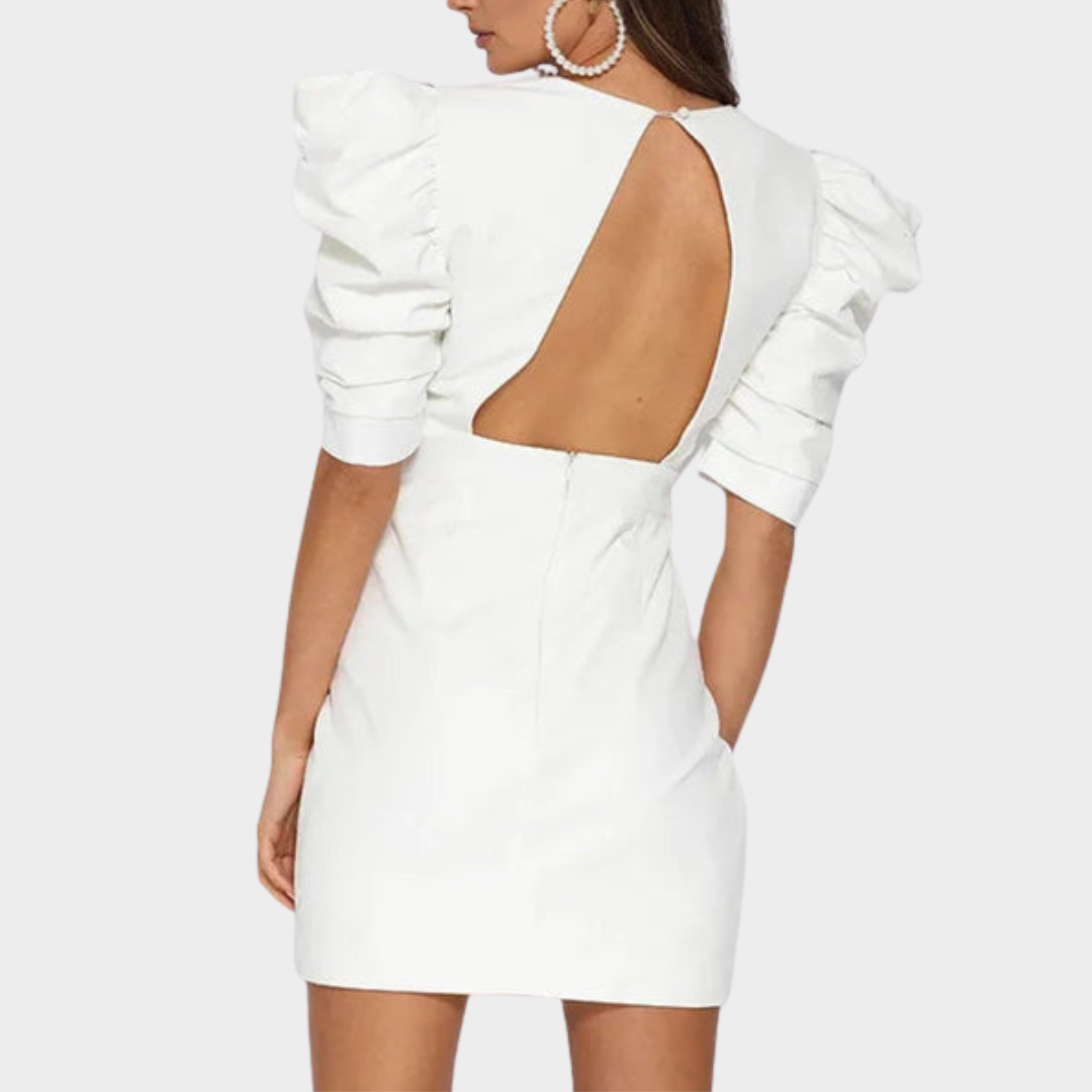 Women's Elegant Mini Dress – Backless – Bodycon – Short Length – Party & Evening Wear – White