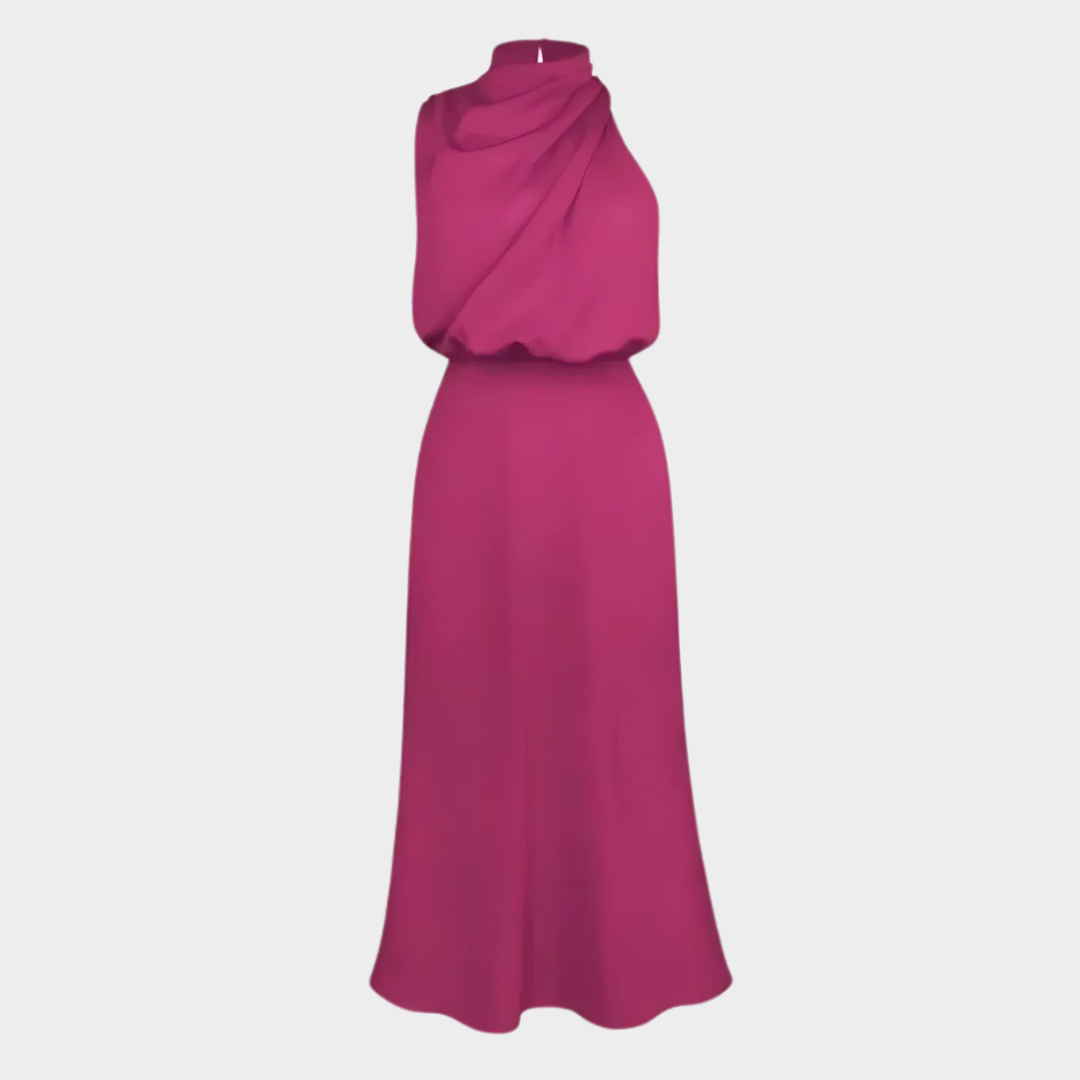 Women's Sleeveless Satin Dress – High-End Silk Feel – Elegant Socialite Style – Lightweight Evening Gown – Multiple Colours