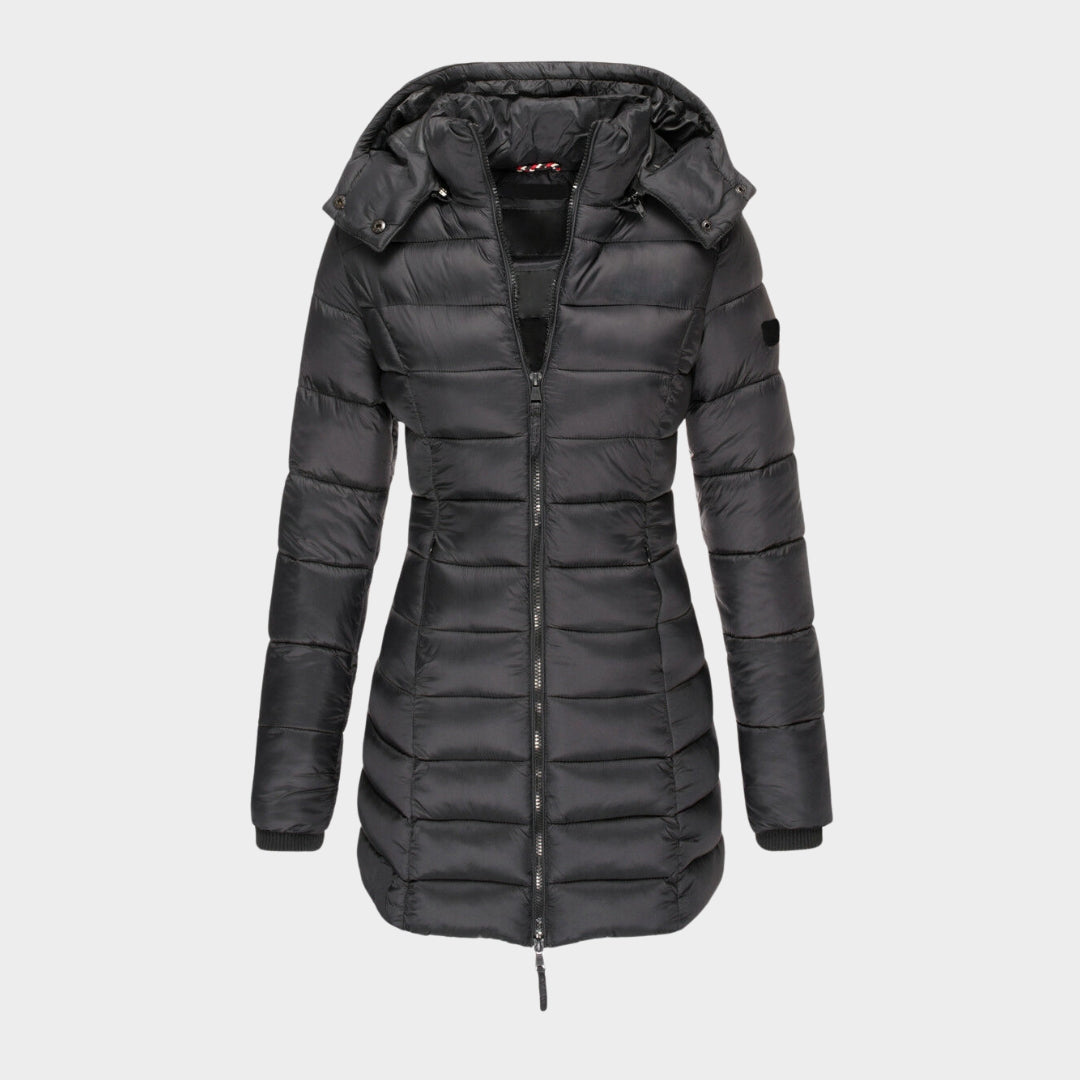 Women’s Cotton Padded Winter Coat - Slim Hooded Parka with Zipper, Warm Long Sleeve Jacket, Army Green, Black, and More