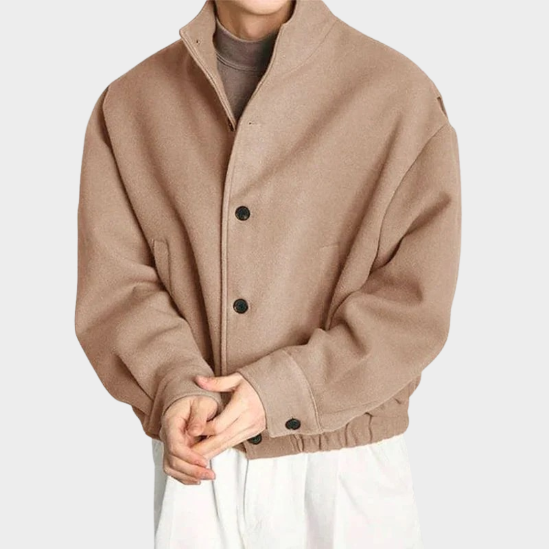 Men Button Jacket – Korean Fashion Coat with Regular Length and Slight Stretch – Multiple Colours