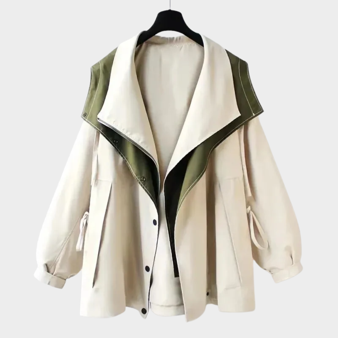 Women’s Windbreaker Jacket – Waterproof and Windproof Mid-Length Coat with Drawcord Waist and Double Layer Design – Multiple Colours