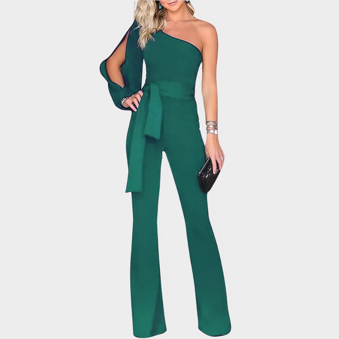 Women's Off-Shoulder Jumpsuit – Slim Fit – High Waist – Lace-Up Detail – Multiple Colours
