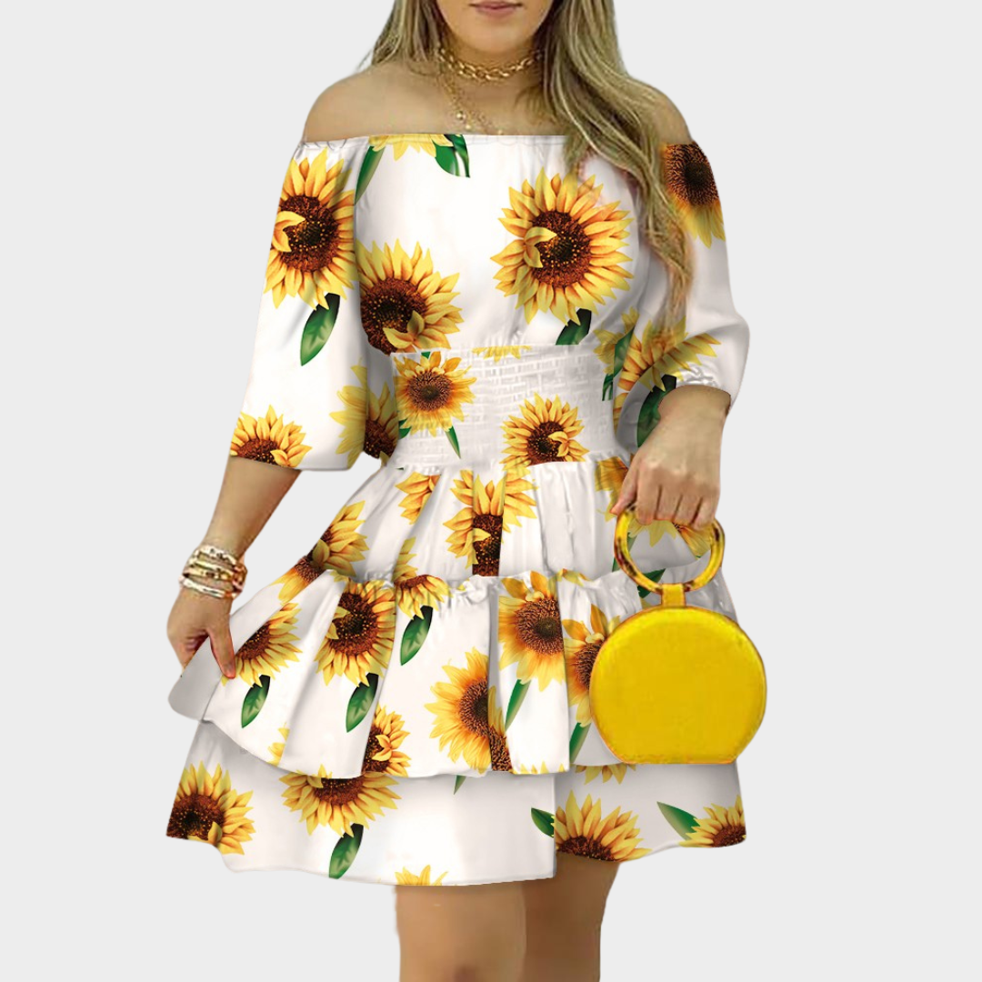 Women's Floral Off-Shoulder Mini Dress – Strapless High Waist Dress – Shirred Fit – Multiple Colours