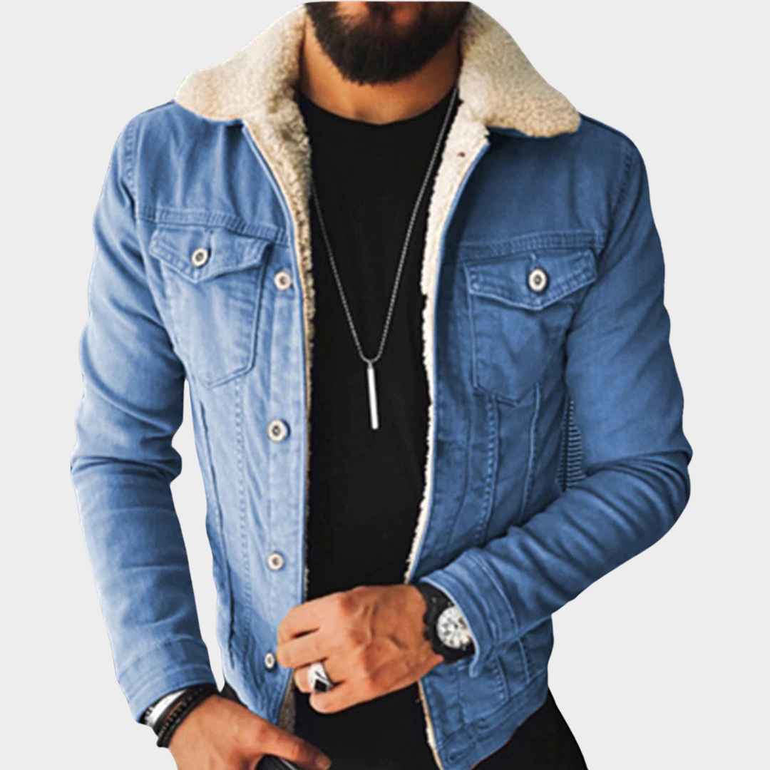 Men's Denim Jacket - Lapel Collar - Buttoned - Plush Lining - Casual Fit - Multiple Colours