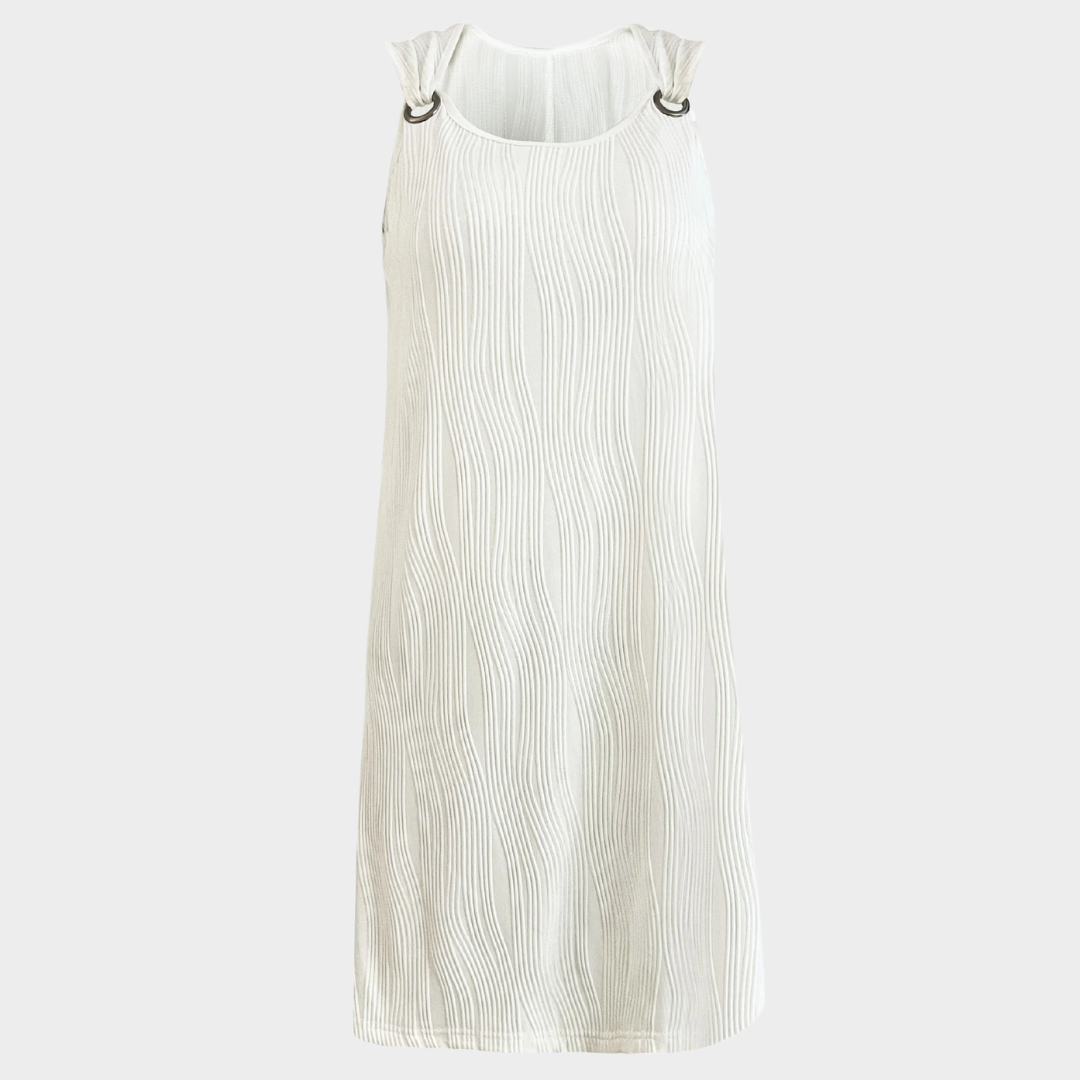 Women's V-Neck Sleeveless Dress – Metal Button Detail – Elegant Fit – Multiple Colours