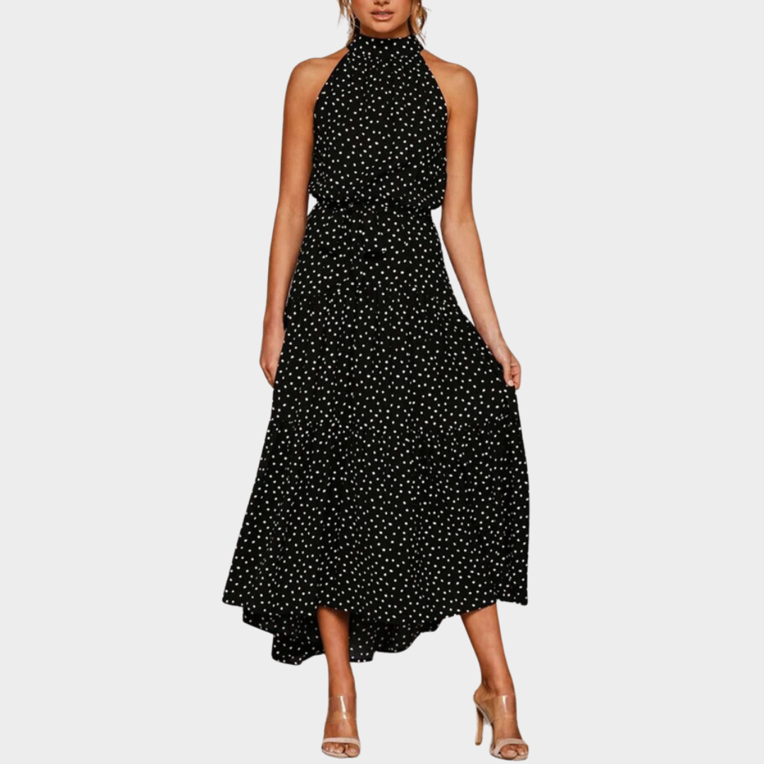 Women's Boho Floral Maxi Dress – Sleeveless Halter Neck – Lace-Up Design – Multiple Colours