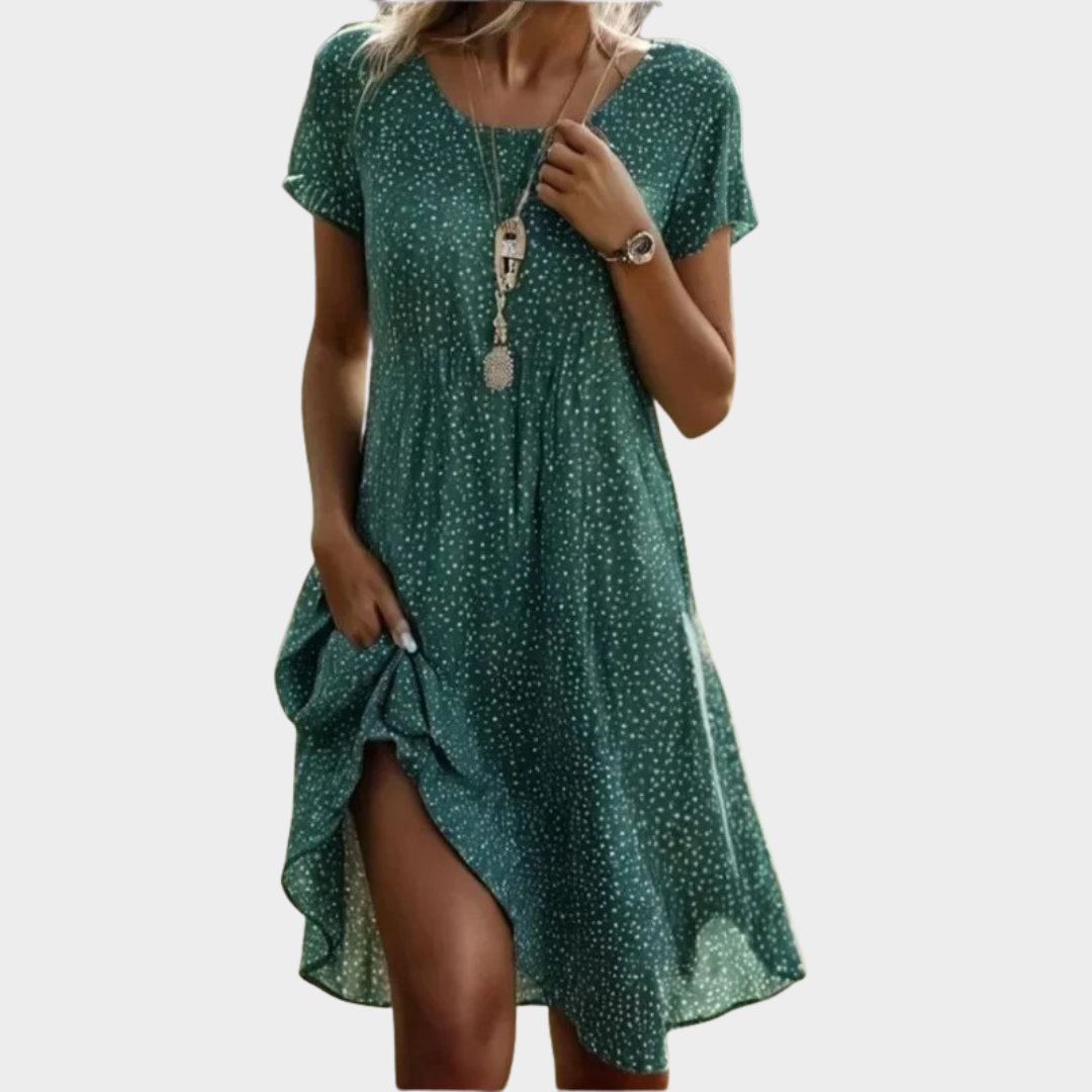Women’s Medium-Length Dress – Ethnic Style – Relaxed Fit – Round Neck – Lightweight Material – Multiple Colours