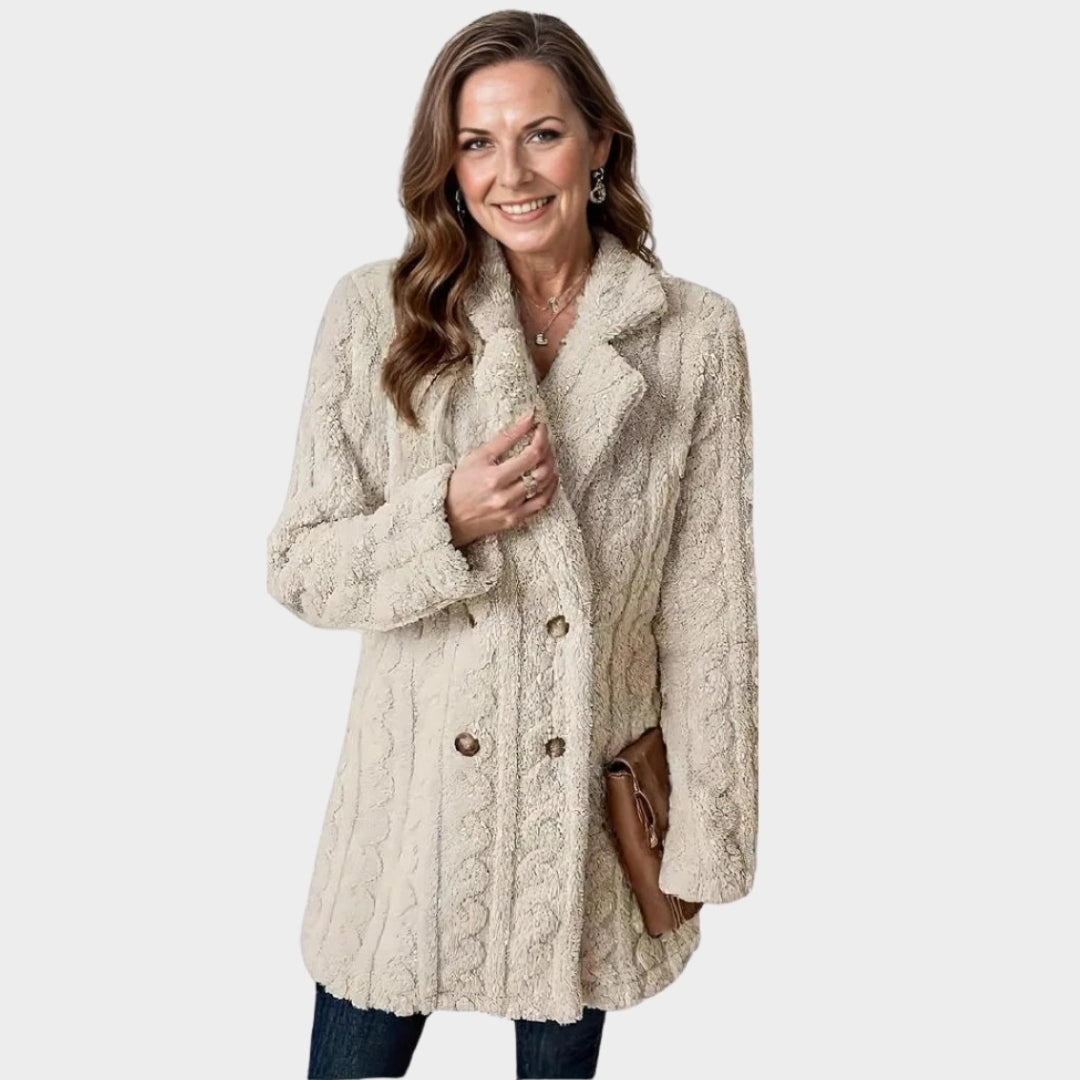 Women's Fuzzy Lapel Coat – Warm Plush Buttoned Jacket, Red, Black, and More