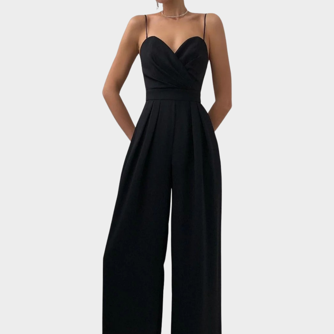 Women Sleeveless High Waist Jumpsuit – Slim Fit – V Neck – Wide Leg Long Pants – Lightweight Soft Fabric – Multiple Colours