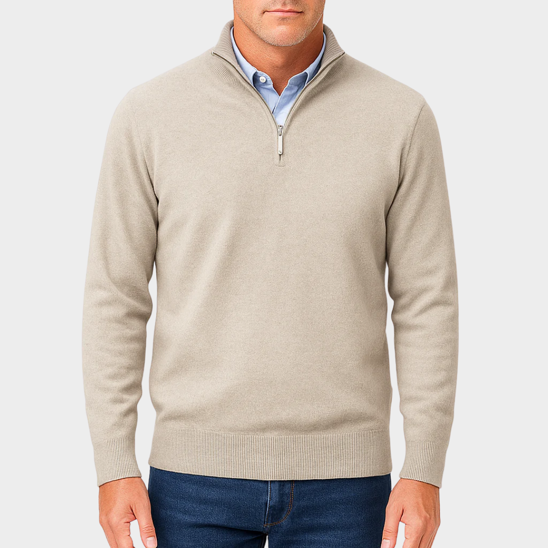 Men Classic Quarter Zip Lightweight Knit Sweater – Slim Fit Breathable Pullover – Soft Knit Texture – Multiple Colours