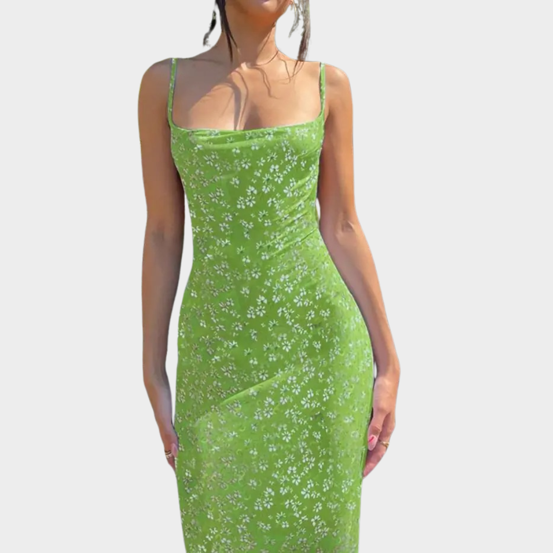 Women’s Floral Spaghetti Strap Bodycon Dress – Deep V Neck Long Style with Backless Fit – Lightweight Fabric – Multiple Colours