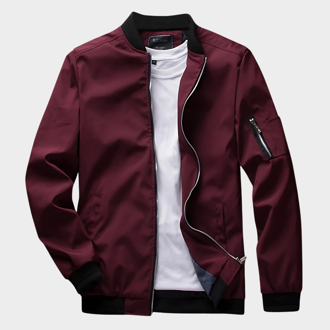 Men’s Bomber Jacket – Slim Fit – Lightweight Windbreaker – Zip Closure – Multiple Colours