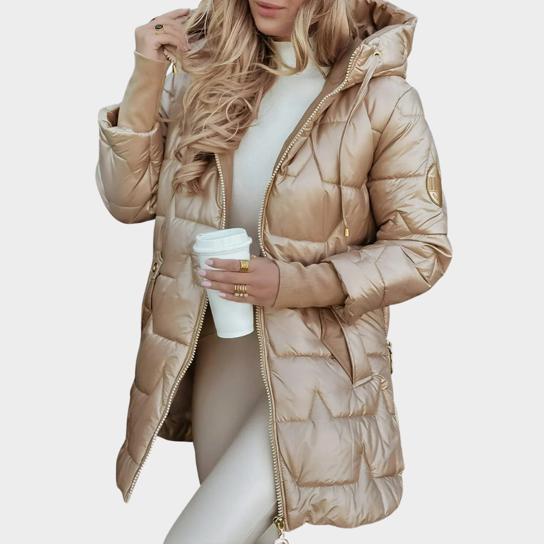 Women’s Hooded Parka Coat – Long Sleeve Cotton Blend Jacket with Padded Lining and Zipper Closure – Multiple Colours