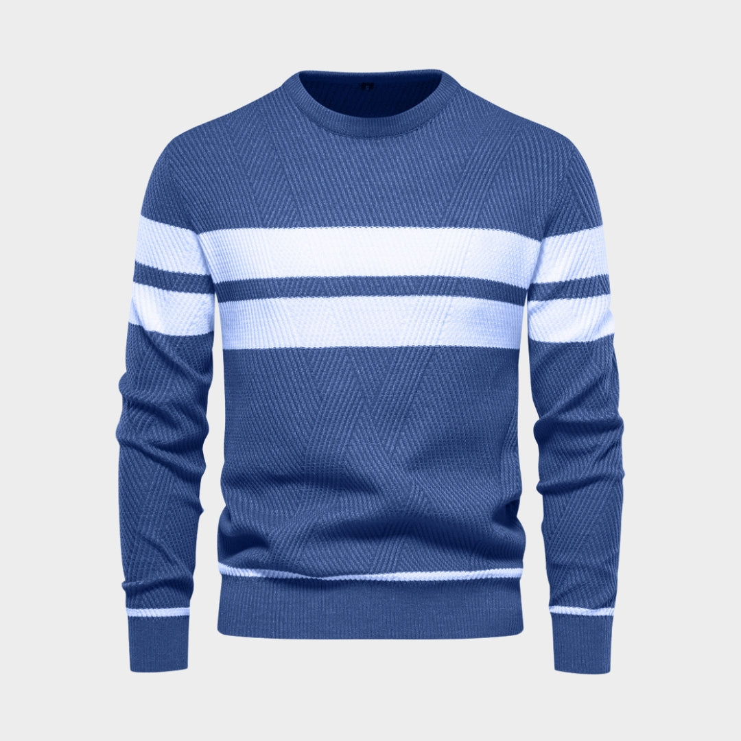 Men's Patchwork Sweater - O-Neck, Long Sleeve, Slim Fit, Warm Casual Knitwear (Coffee, Black, Army Green, and More)