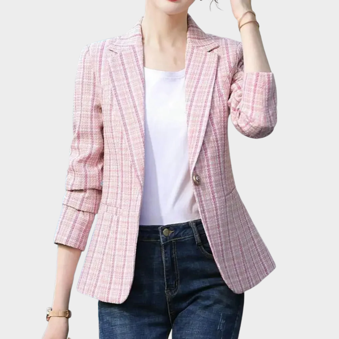 Women's Plaid Print Cardigan – Turn Down Collar Long Sleeve Anti-Wrinkle Coat – Multiple Colours