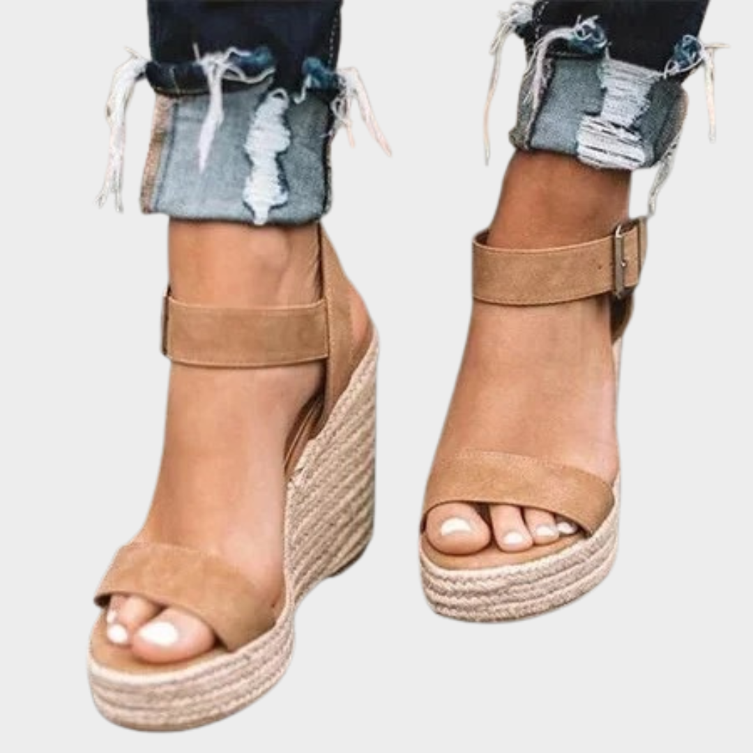 Women Platform Sandals – Slip-On Style Woven Hemp Rope Heel Snake Pattern – Multiple Colours