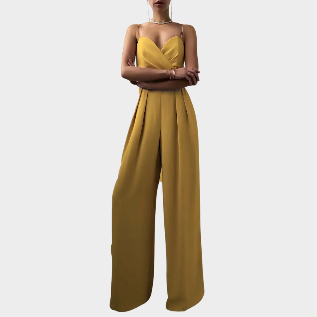 Women’s Sleeveless V-Neck Jumpsuit – High Waist Wide-Leg Romper Style with Slim Fit and Long Pants – Multiple Colours