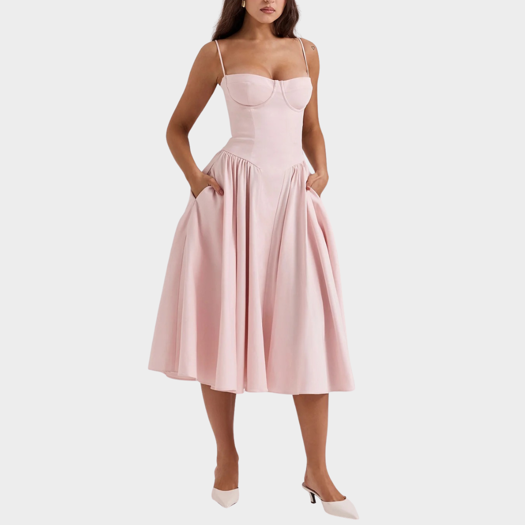 Women’s Long Dress – French Vintage Court Style – Sleeveless Tank Design – Elegant Flowing Fit – Multiple Colours